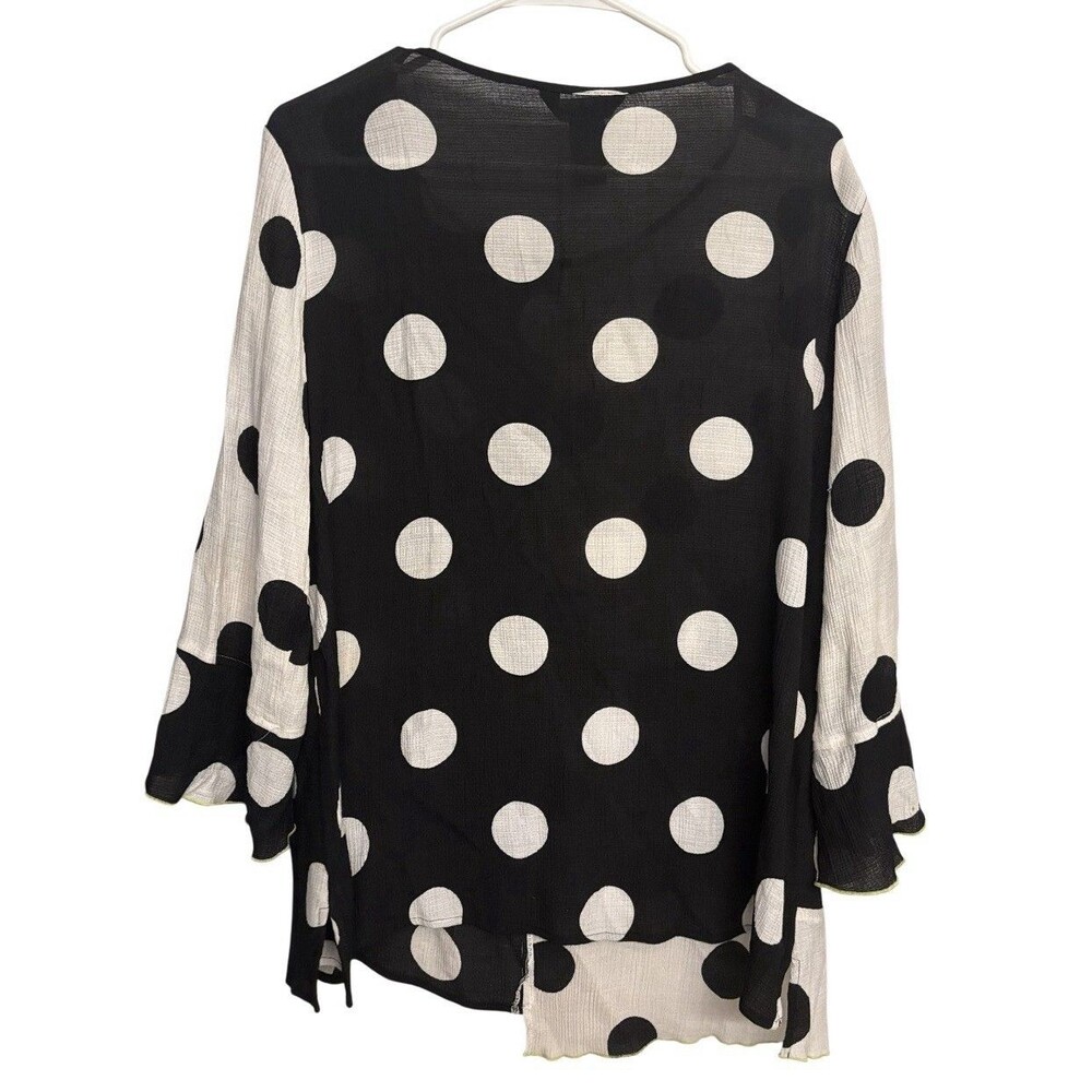 Ali Miles Top Women’s M black white polka dot relaxed oversized art to wear - Picture 3 of 4